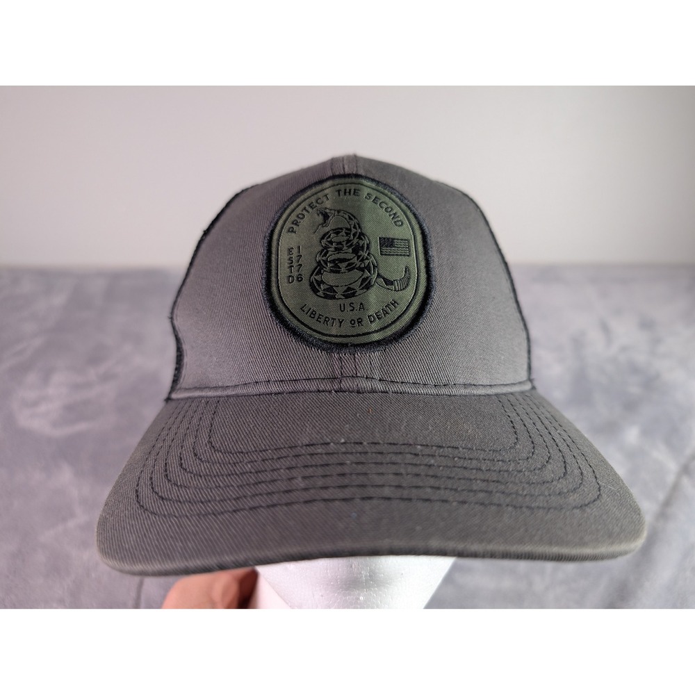 Rural King Protect the Second Gadsden Snake Trucker Hat Gray Black Snapback Cap
